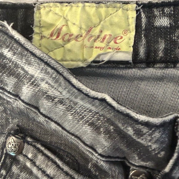 Machine Jeans Nouvelle Mode- US25/Italy 39(Size 0)-Black Acid Wash Jeans Italian - Picture 3 of 6